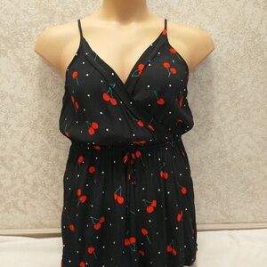 Express Black Cherry Print Romper